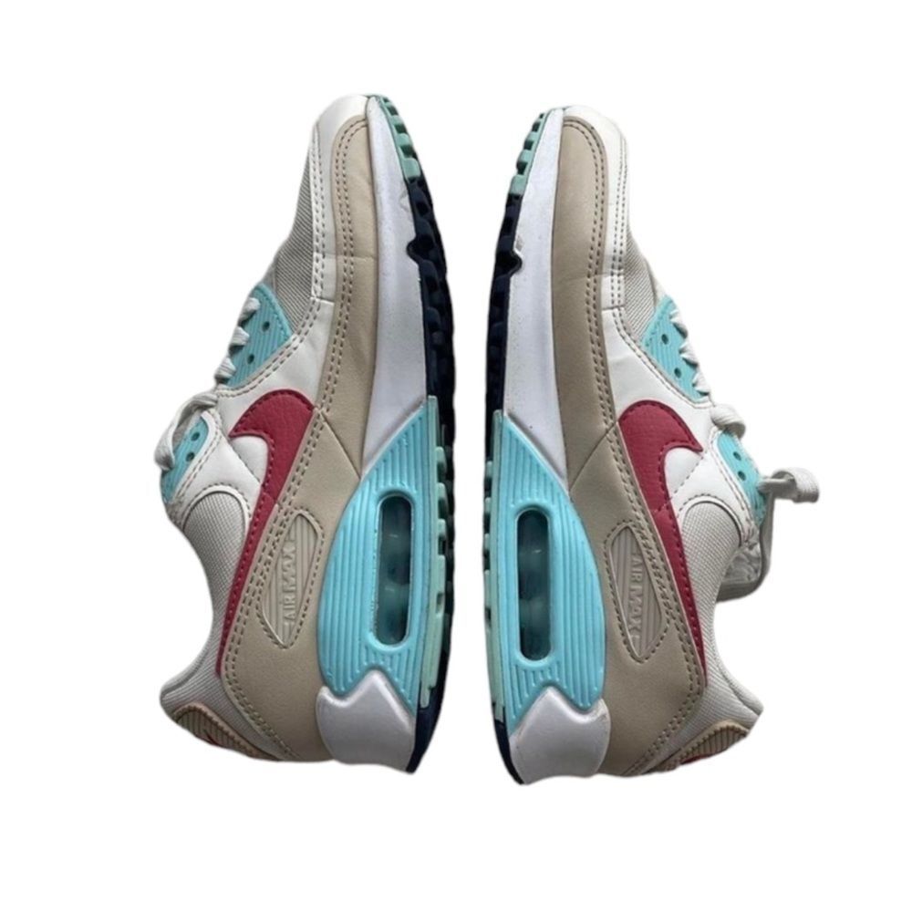 Nike Women's White Teal and Burgundy Air Max Sneakers